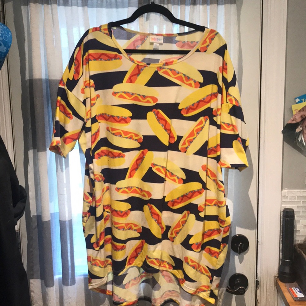 LuLaRoe xl Irma hotdog print